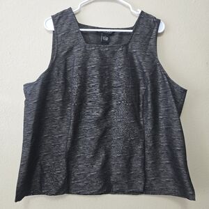 Womens Elevated Basic Minimalist 100% Silk Sleeveless Top Sz‎ 1X Square Neckline
